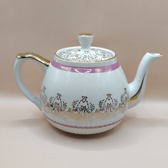 Ironstone Other - Vintage Wood & Sons Teapot Ellgreave Genuine Ironstone Made in England Pink/Gold